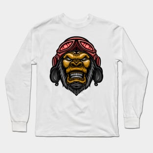 Gorilla head wearing helmet Long Sleeve T-Shirt